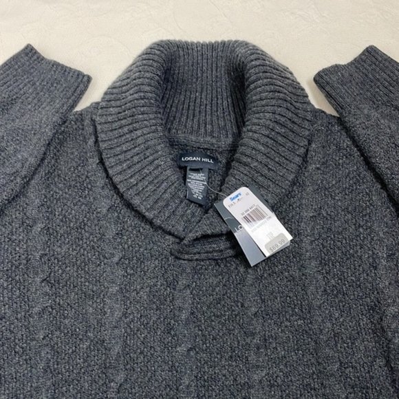 Vintage Mens Sears Cable Knit Sweater Blue Grey  Wool Blend - Picture 7 of 9